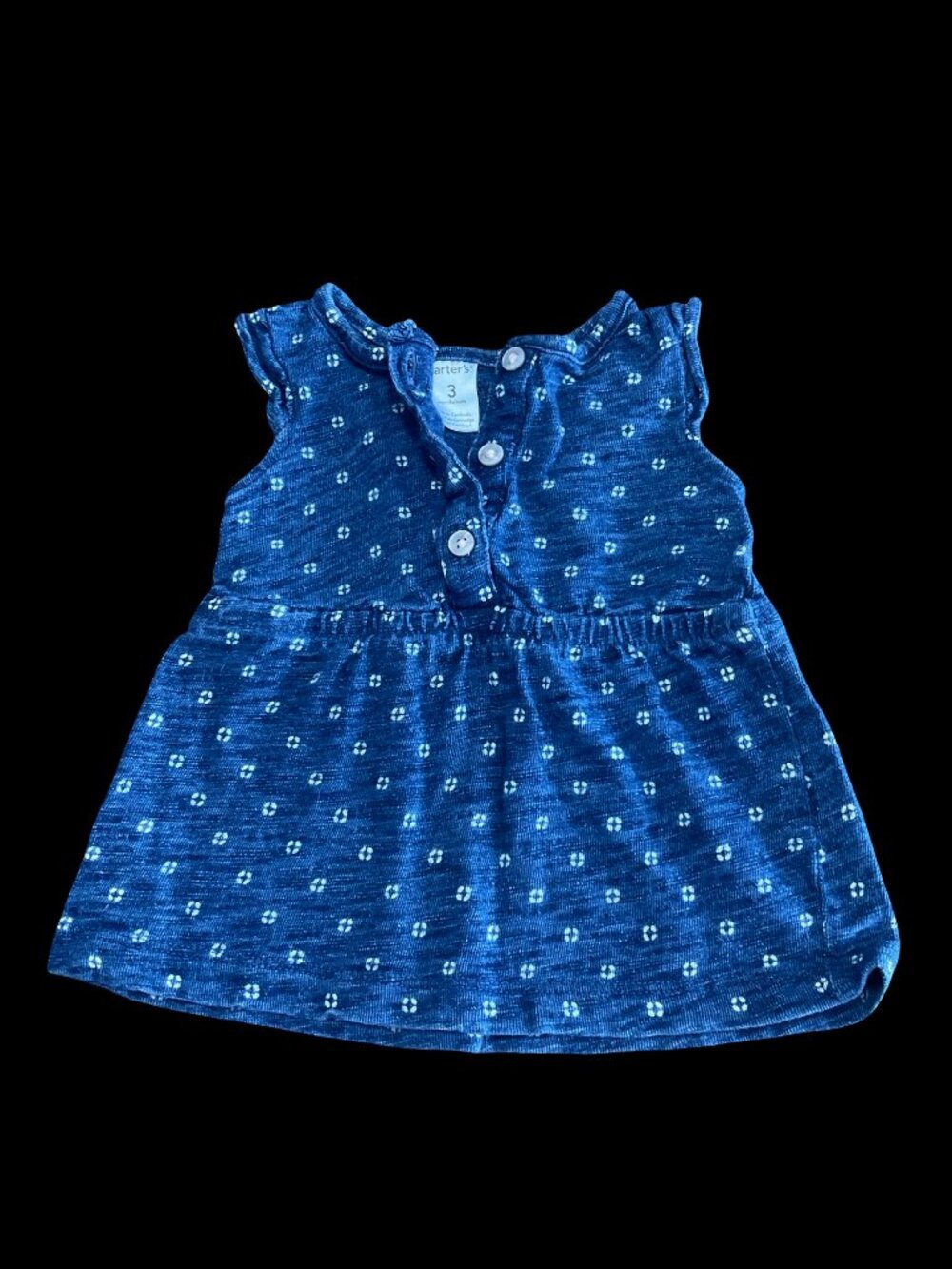 👣 10/$25 - Blue/White Print Tunic Top w/ Cap Sleeve